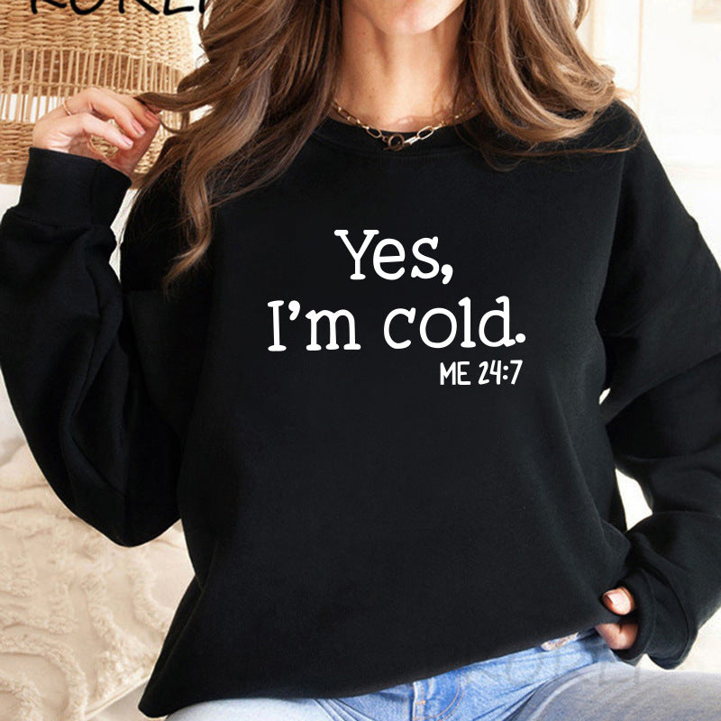 Back collar with velvet sweatshirt round neck letter print