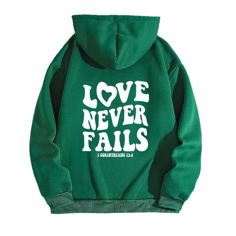 Letter printed hooded sweatshirt with back collar and fleece