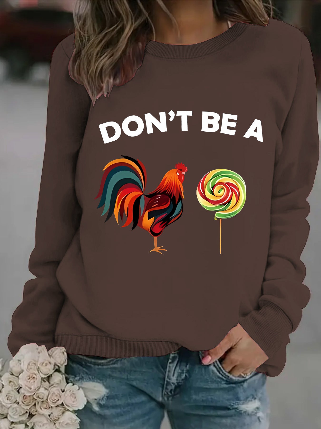 DONT rooster lollipop printed pullover sweatshirt
