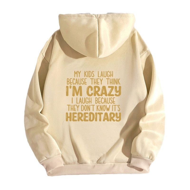 Letter printed hooded sweatshirt with back collar and fleece