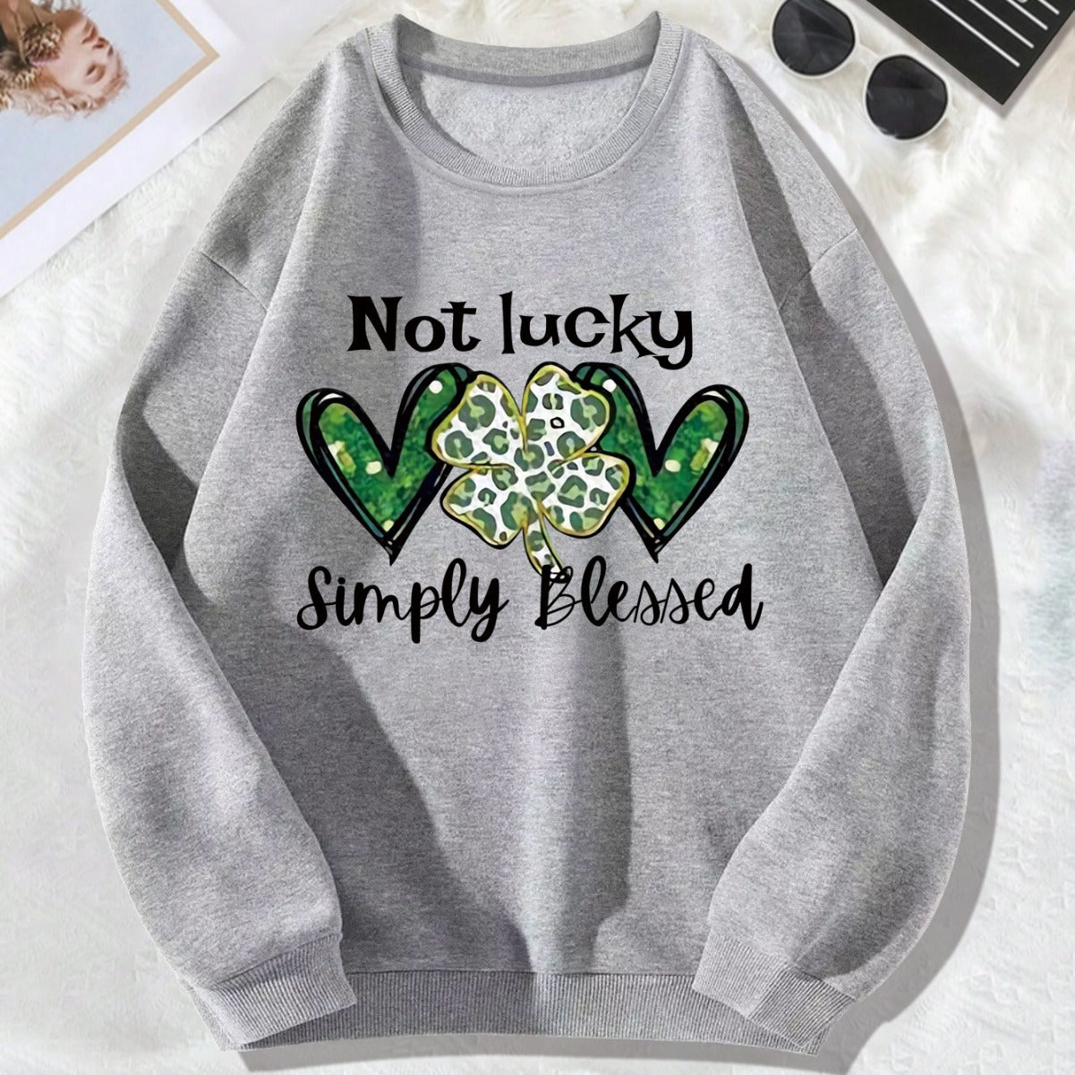 Back collar fleece hoodie round neck not made of clover