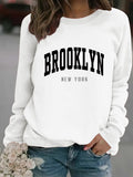 Round neck letter printed pullover sweatshirt