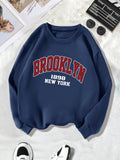 Back collar with fleece sweatshirt round neck BROOKLYN print