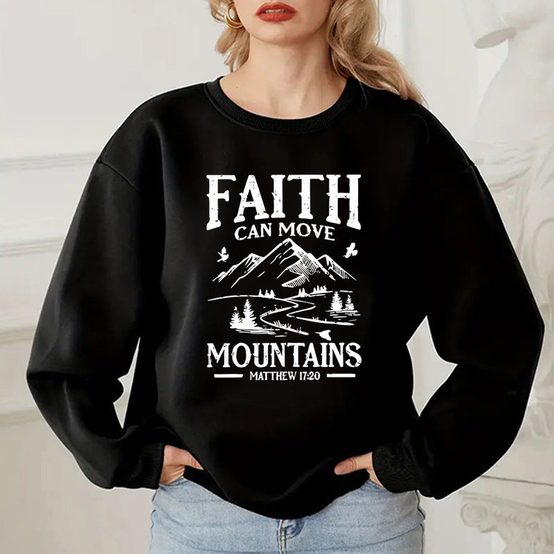 Back collar with velvet sweatshirt round neck letter print