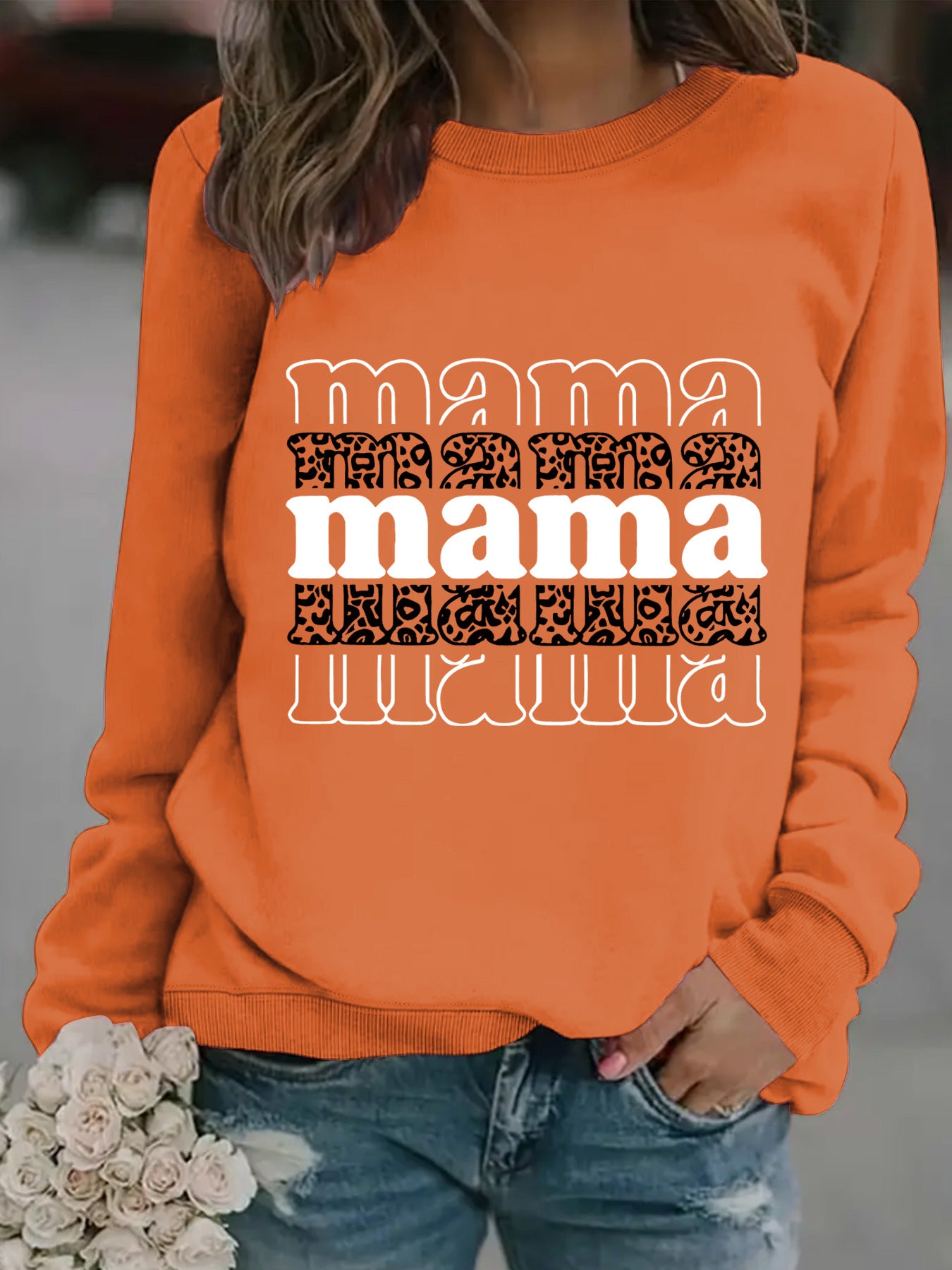 Mama printed pullover sweatshirt