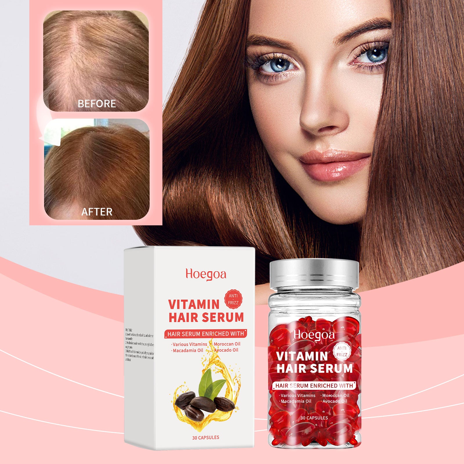 Hoegoa Morocco Hair Care Capsule, Nourishing And Repairing Hair Split End Broken Hair Dry Hair Care