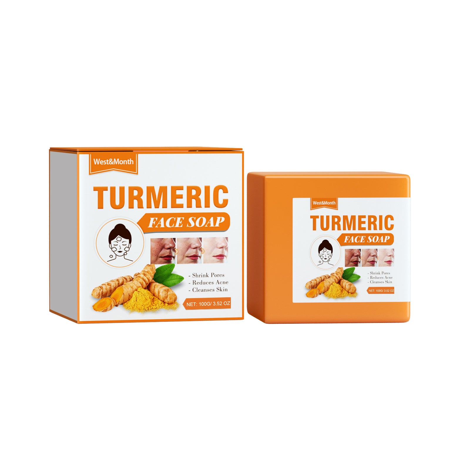 Turmeric Face Soap, Face Repair Gentle Cleansing, Fade Spots And Smooth Fine Lines Cleaner Soap