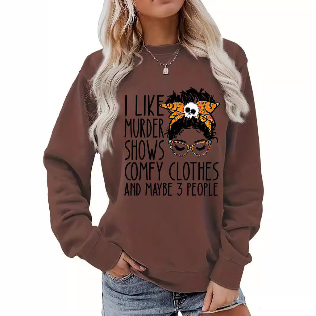 Back collar with velvet sweatshirt round neck letters