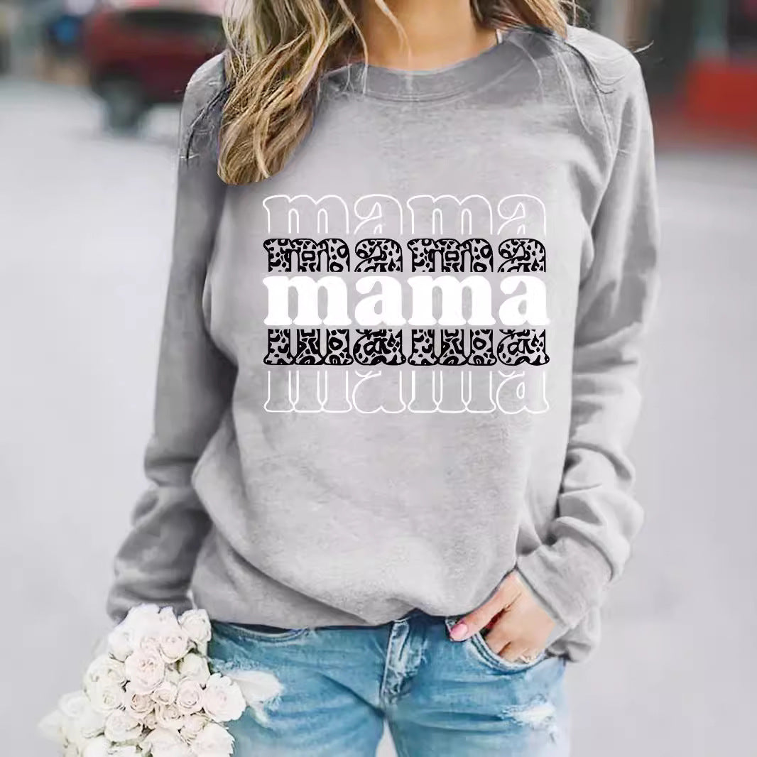 Mama printed pullover sweatshirt
