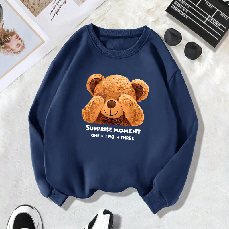 Collar and fleece hoodie round neck letter print