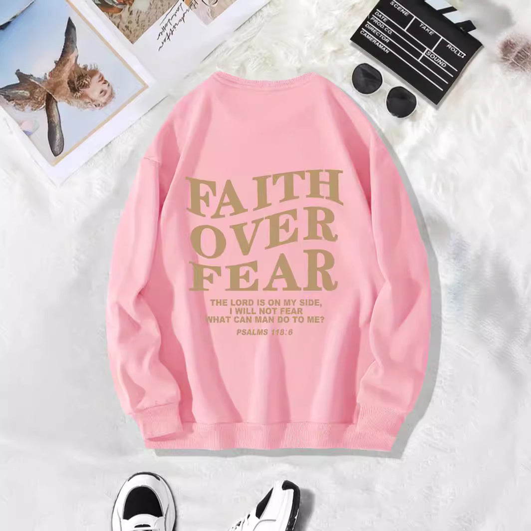 Back collar with velvet sweatshirt round neck letter print