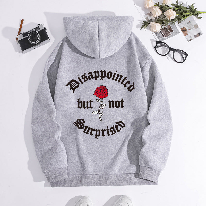 Letter printed hooded sweatshirt with back collar and fleece