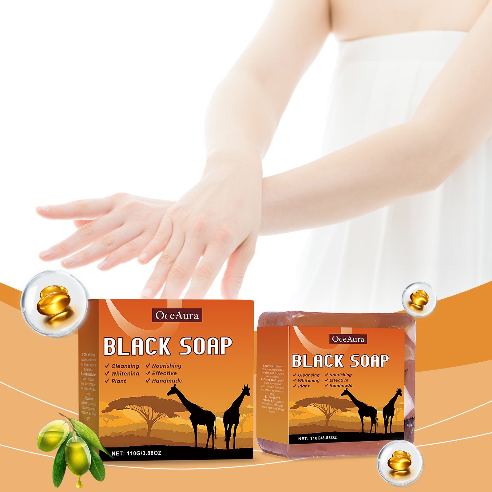 Oceaura Body Cleansing Bath Soap Moisturizes And Moisturizes Body Cleansing Skin Exfoliating Dark Bath Body Soap