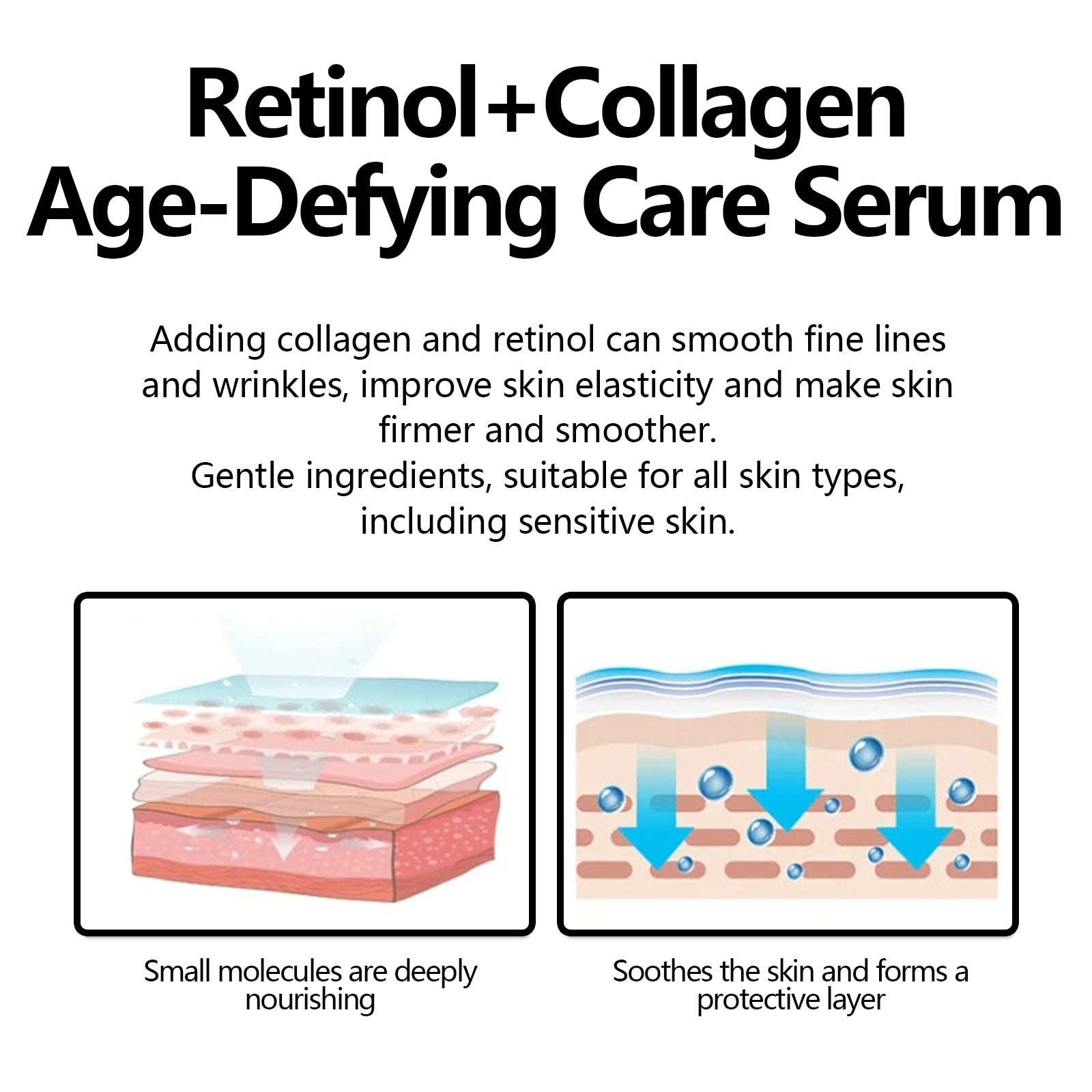 hoygi Retinol+Collagen Age-Defying Care Serum, Tighten Skin Anti-Wrinkle Anti-Aging Repair Pore Moisturizing Tender Skin
