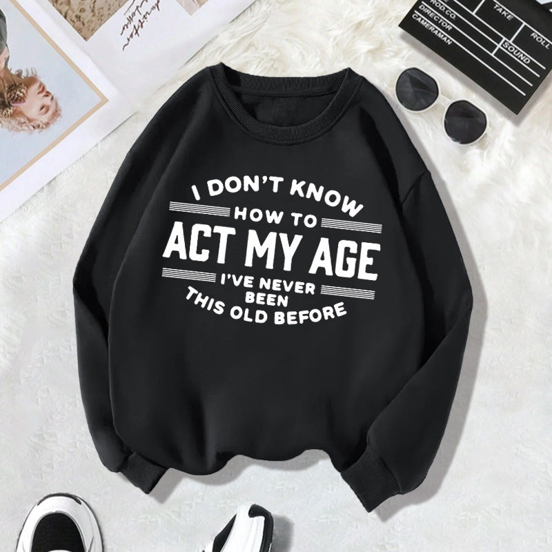 Back collar with fleece sweatshirt round neck ACTMY print