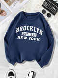 Back collar with fleece sweatshirt round neck BROOKLYN print