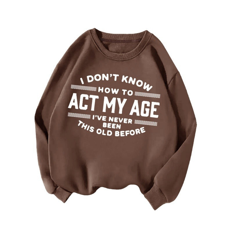 Back collar with fleece sweatshirt round neck ACTMY print