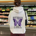 Letter printed hooded sweatshirt with back collar and fleece