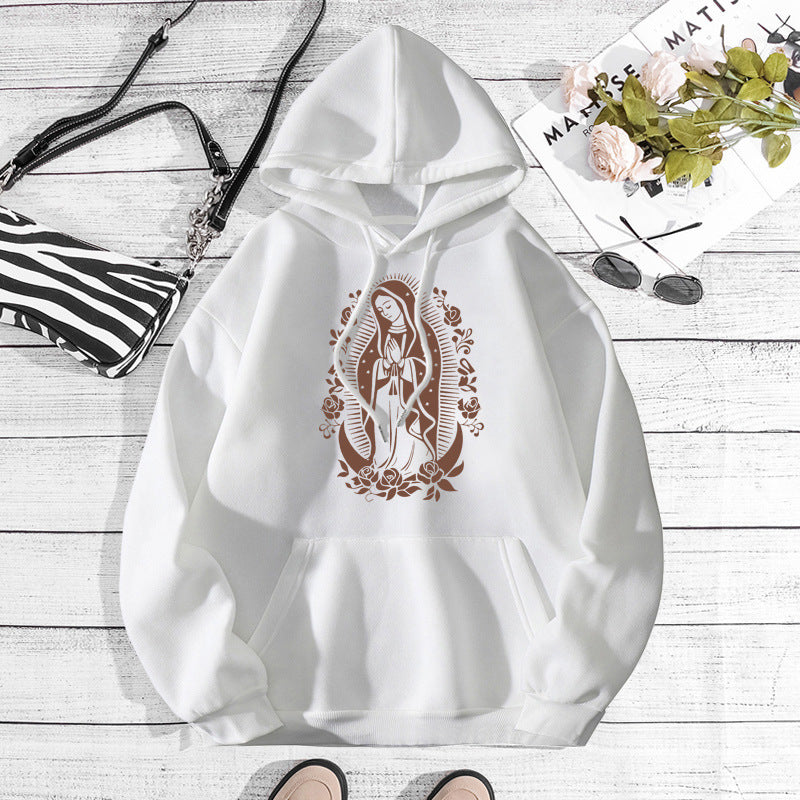 Printed collar and fleece hooded sweatshirt