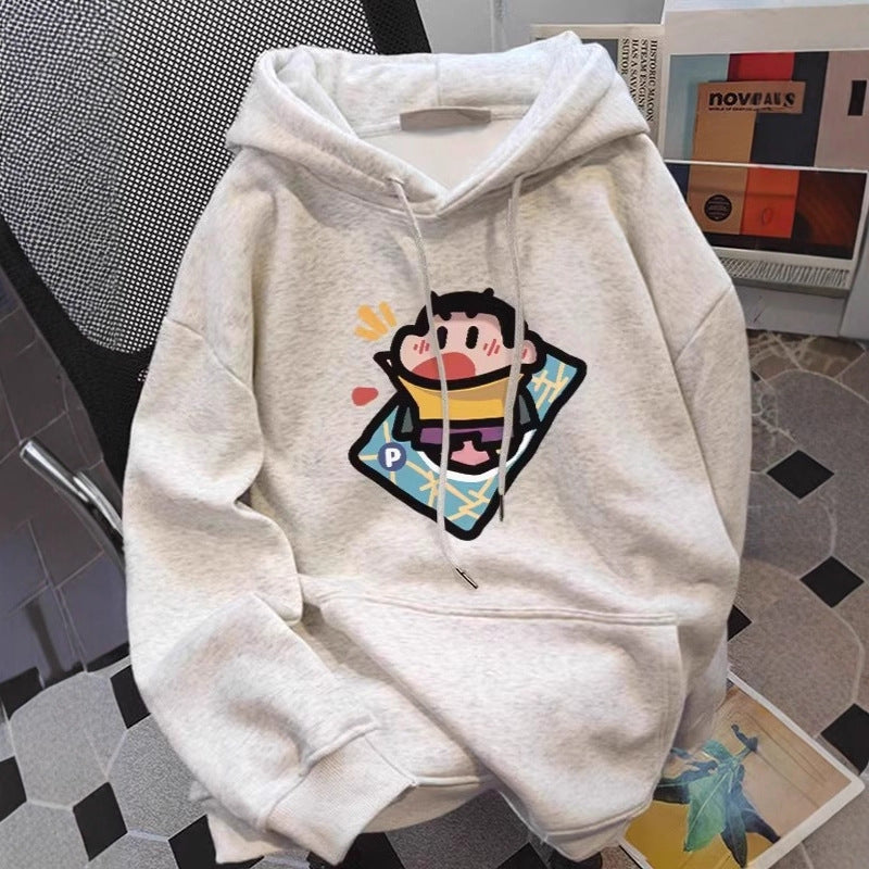 style casual design hoodie with cartoon character long sleeve top for men