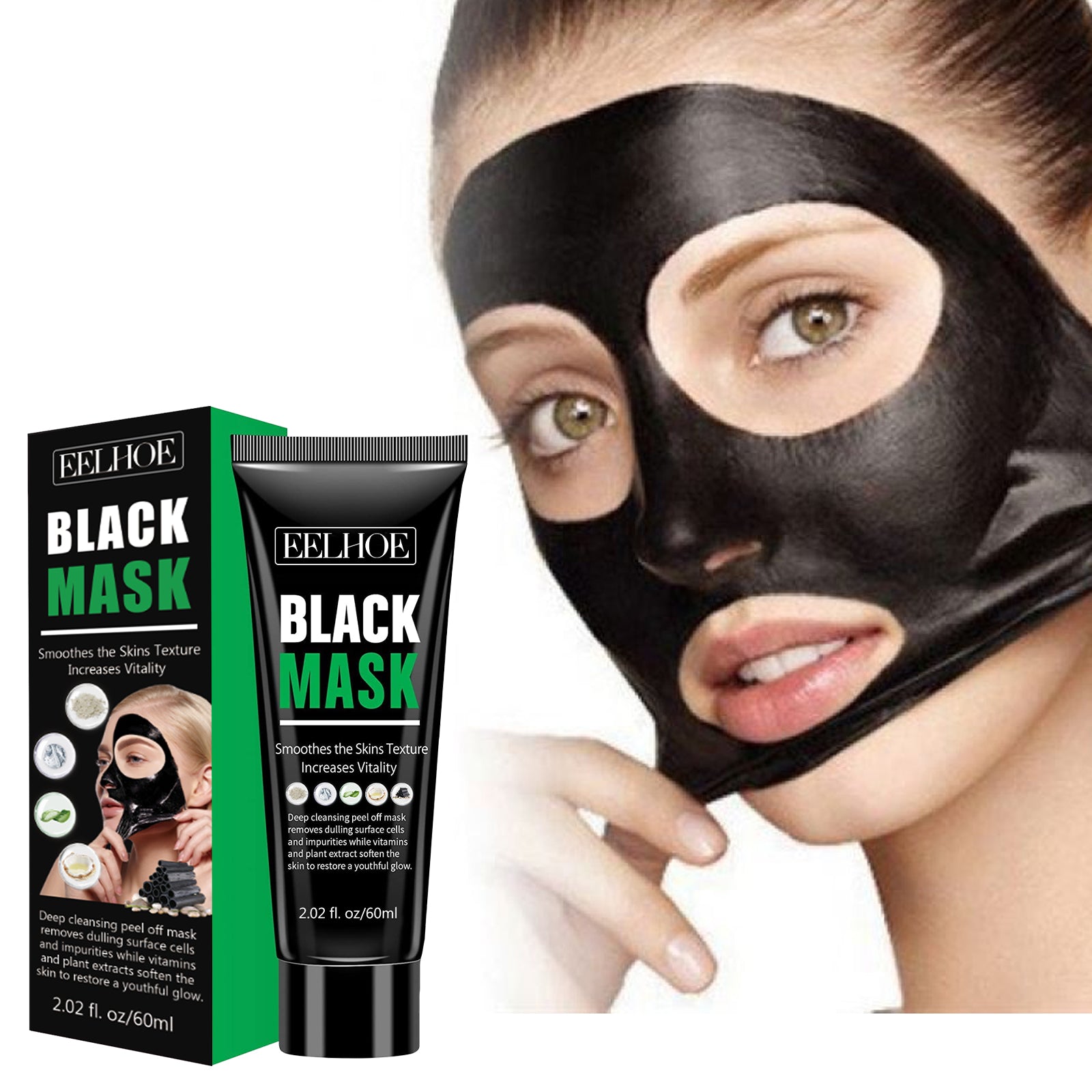 EELHOE Blackhead Removal Mask Deeply Cleanses Pores, Lightening Blackheads, Oil Control And Moisturizing Smear Peel Mask