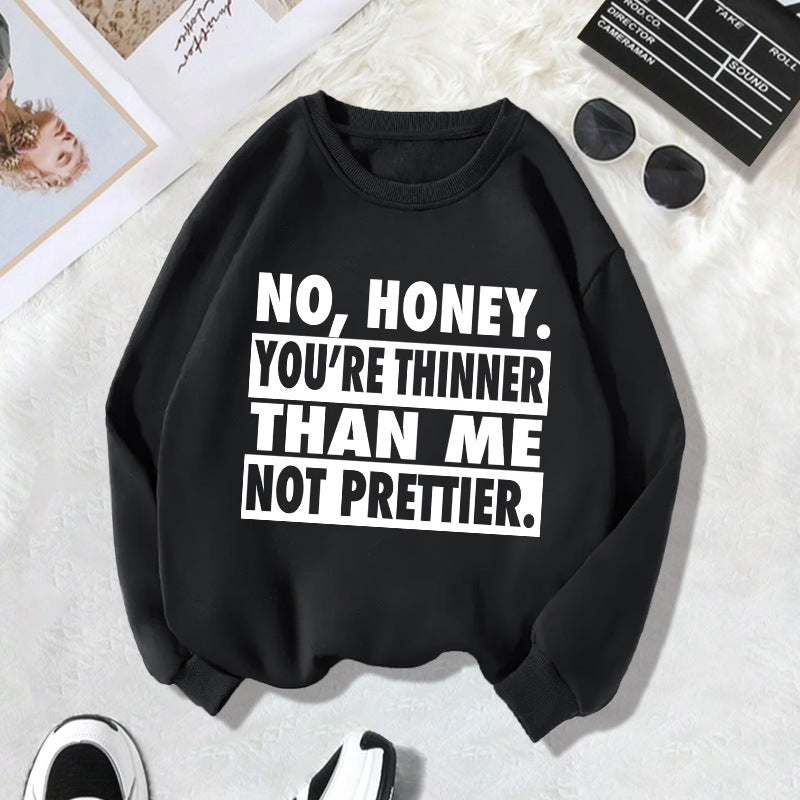 Back collar with velvet sweatshirt round neck letter print