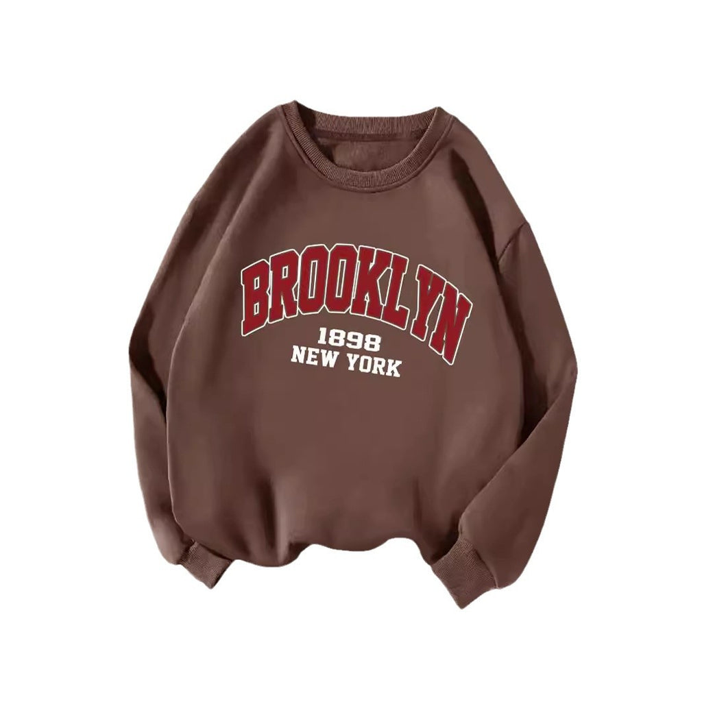 Back collar with fleece sweatshirt round neck BROOKLYN print