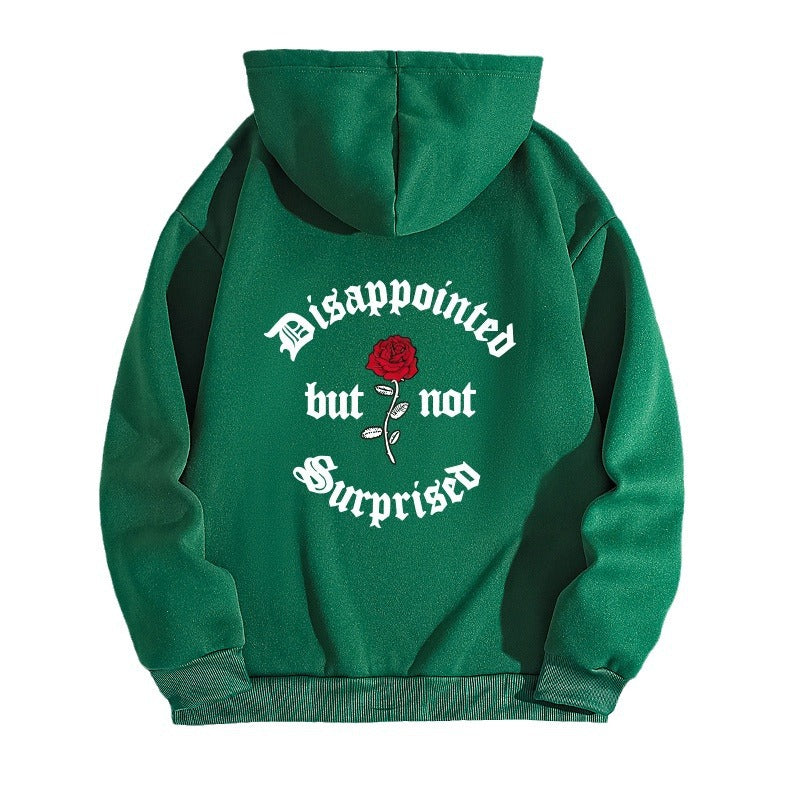 Letter printed hooded sweatshirt with back collar and fleece
