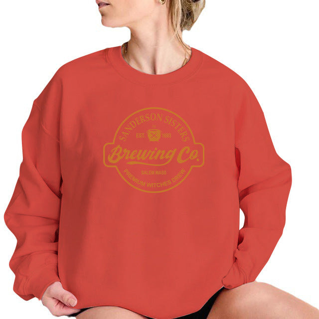 Back collar with velvet sweatshirt round neck letter print