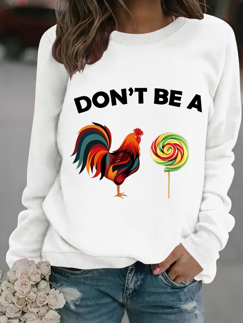 DONT rooster lollipop printed pullover sweatshirt