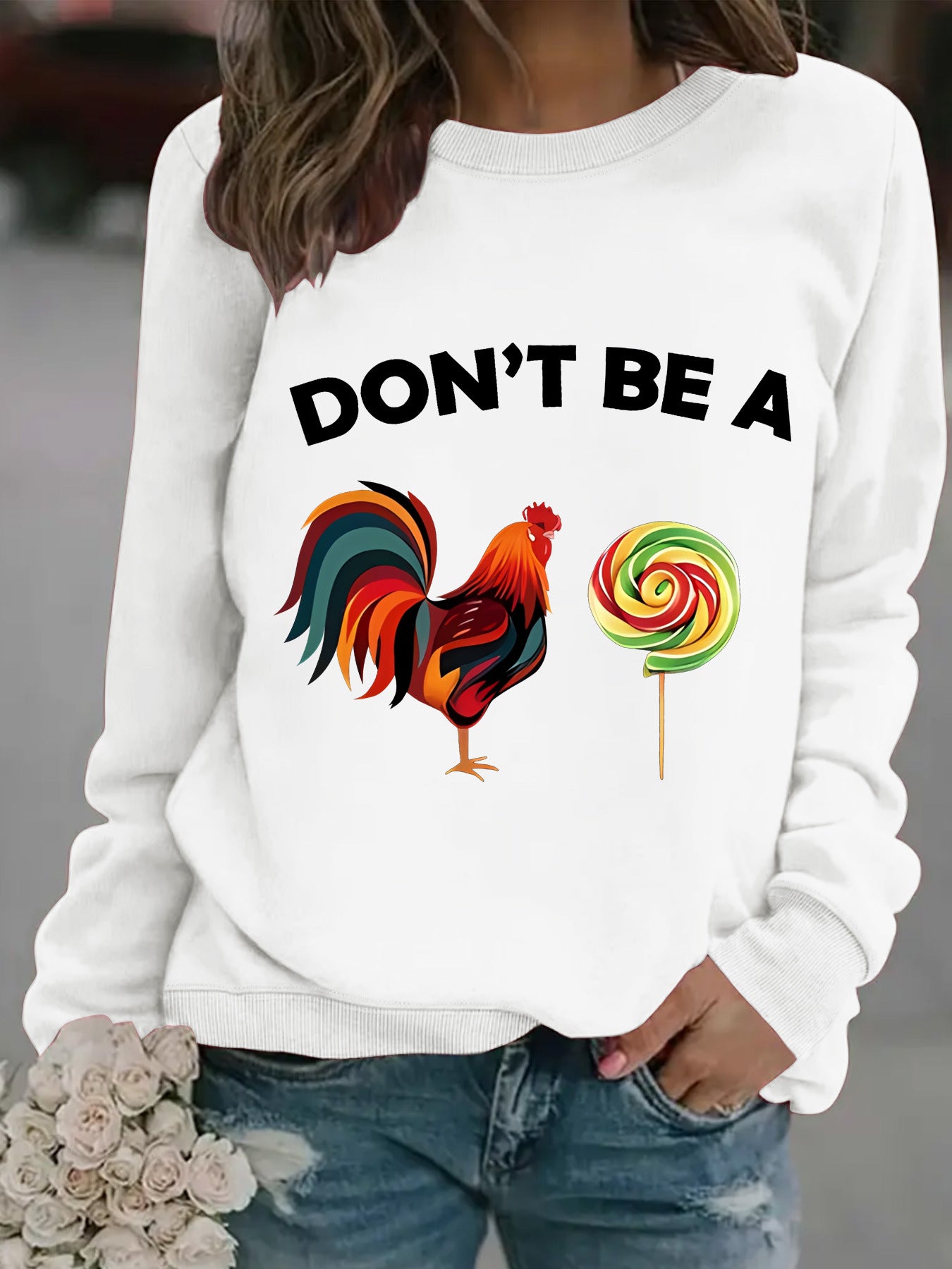 DONT rooster lollipop printed pullover sweatshirt