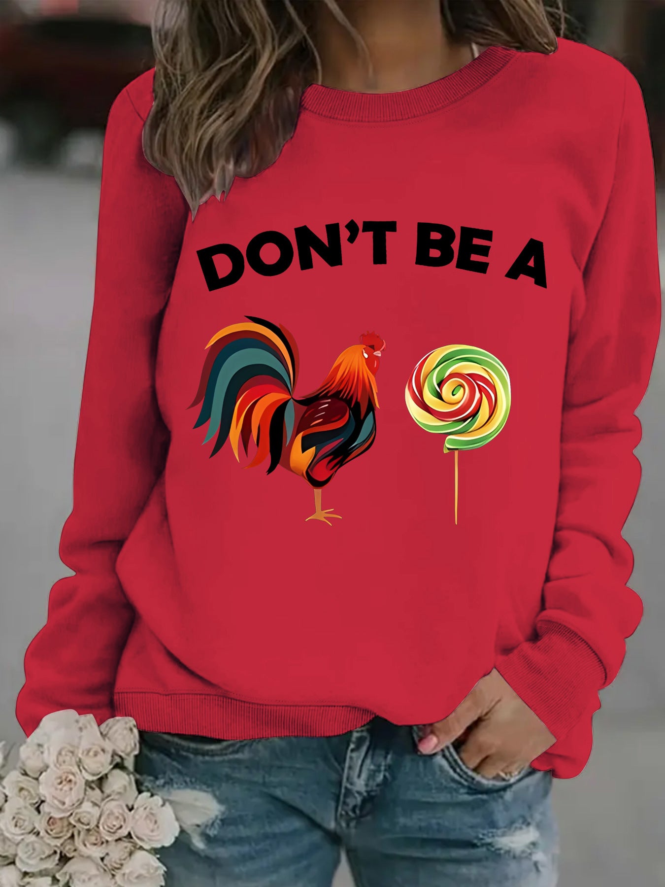 DONT rooster lollipop printed pullover sweatshirt