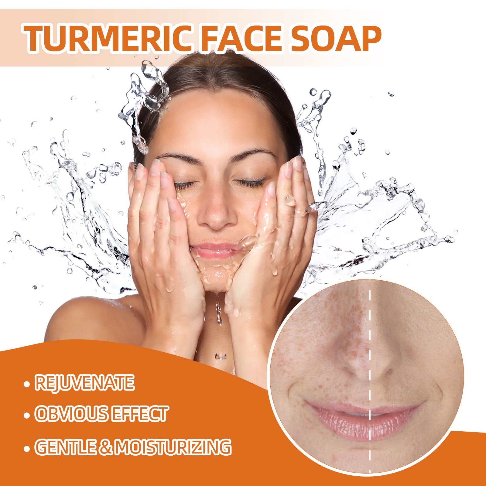 Turmeric Face Soap, Face Repair Gentle Cleansing, Fade Spots And Smooth Fine Lines Cleaner Soap