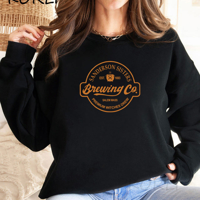 Back collar with velvet sweatshirt round neck letter print