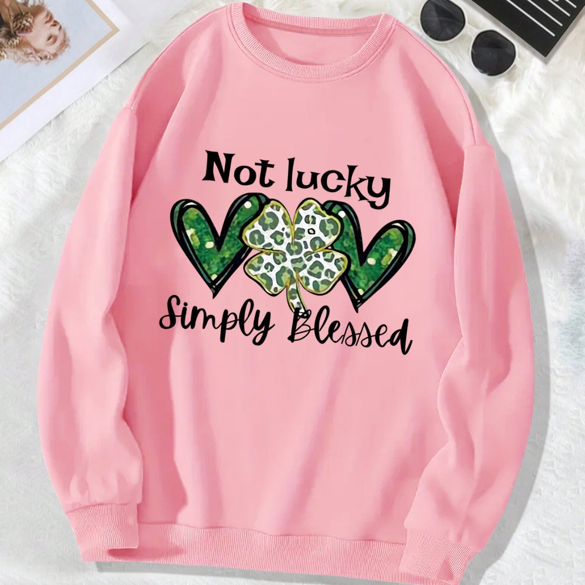 Back collar fleece hoodie round neck not made of clover