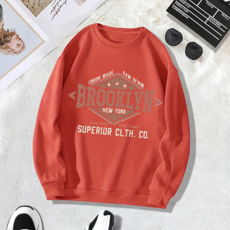 Back collar with velvet sweatshirt round neck letter print