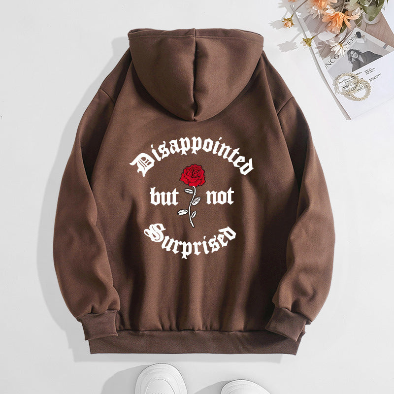 Letter printed hooded sweatshirt with back collar and fleece