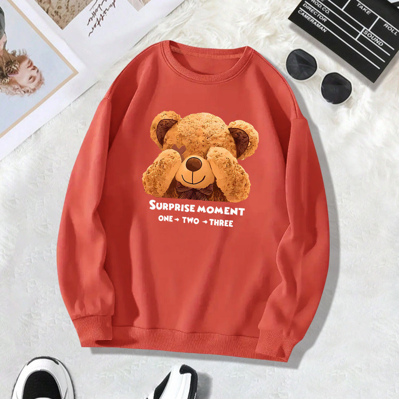 Collar and fleece hoodie round neck letter print