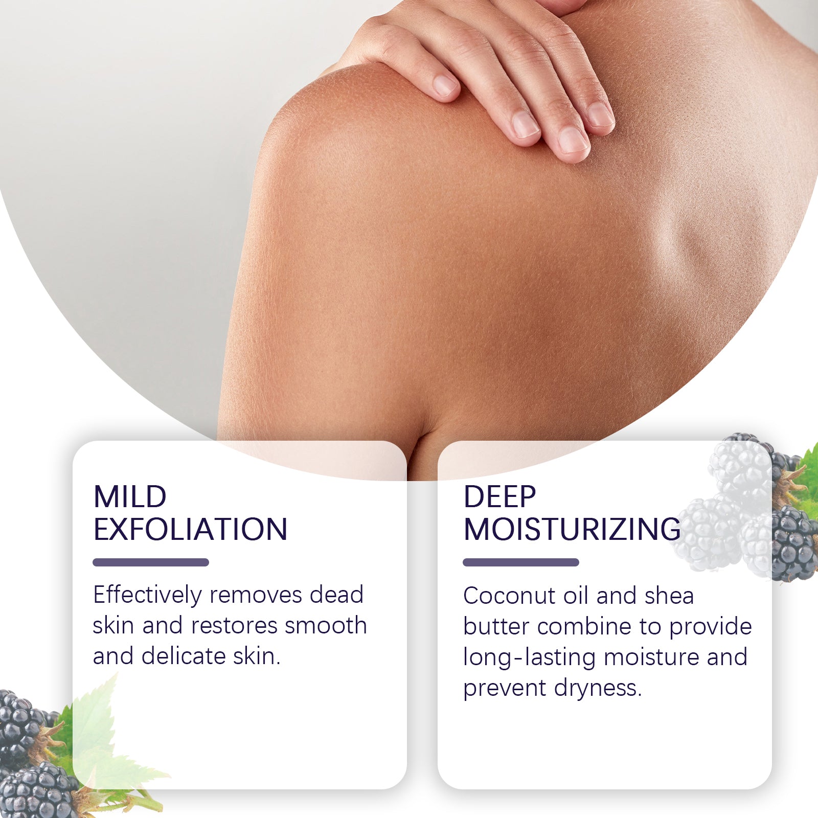 EELHOE Blackberry Sugar Body Scrub Gentle Cleansing Exfoliating Smooth Skin Hydrating Moisturizing Scrub