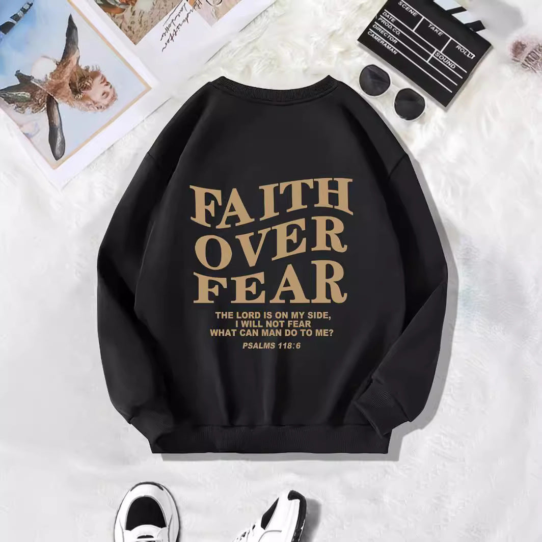 Back collar with velvet sweatshirt round neck letter print