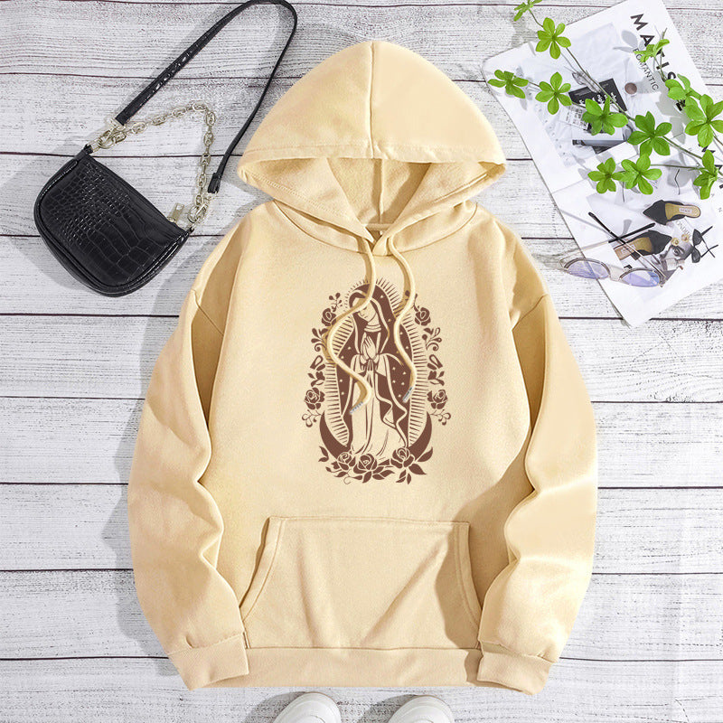 Printed collar and fleece hooded sweatshirt