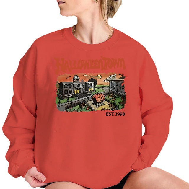 Back collar with velvet sweatshirt round neck letter print