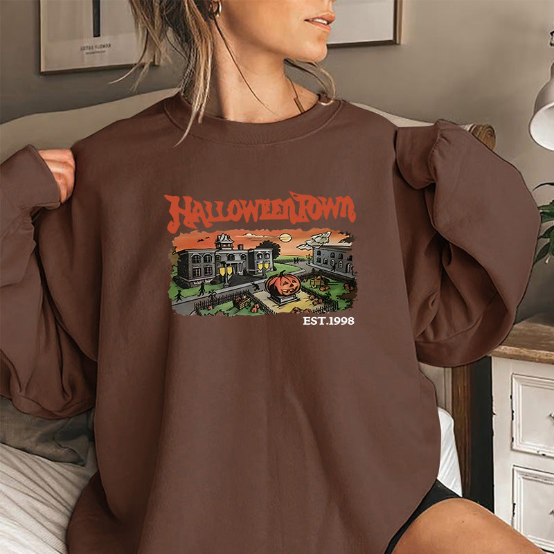 Back collar with velvet sweatshirt round neck letter print