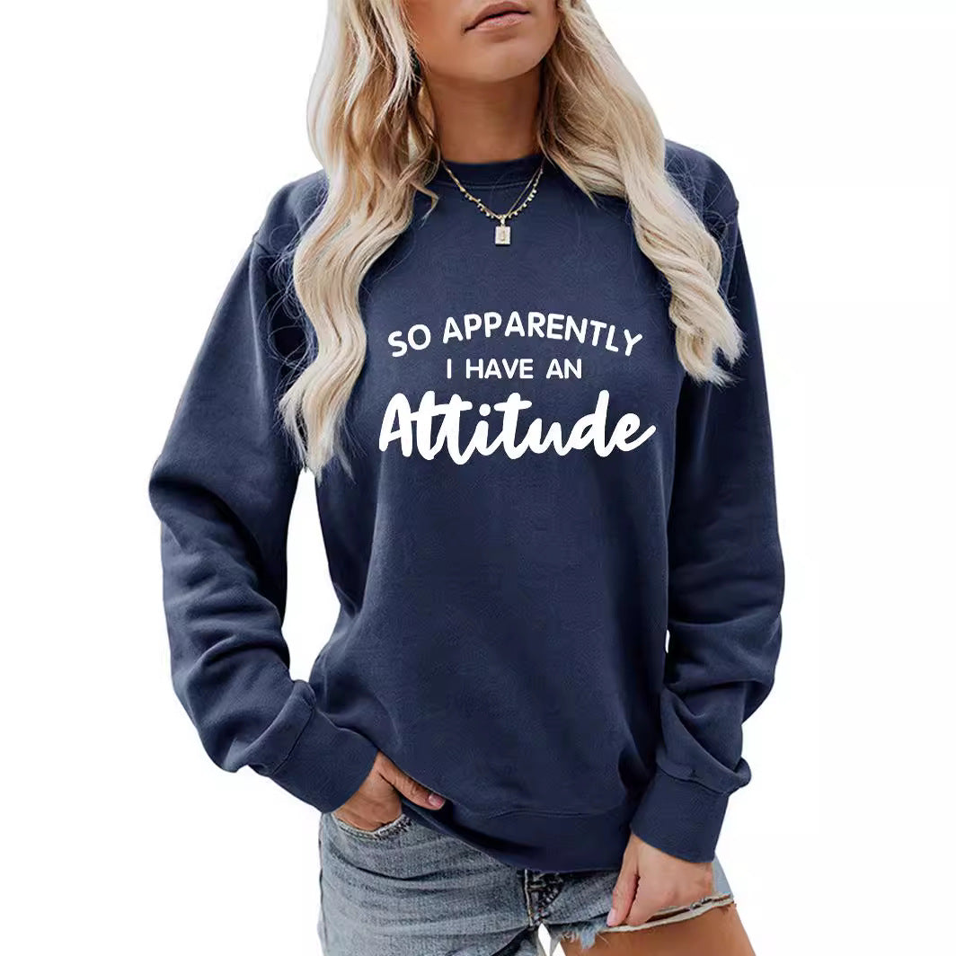 Back collar and velvet sweatshirt round neck slogan spoken language