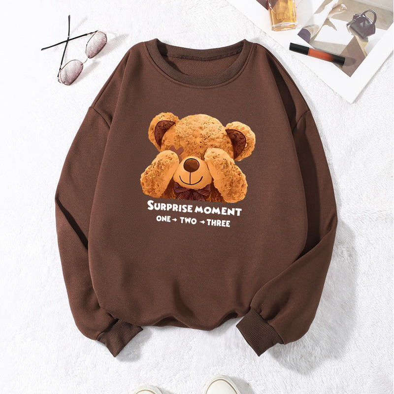 Collar and fleece hoodie round neck letter print