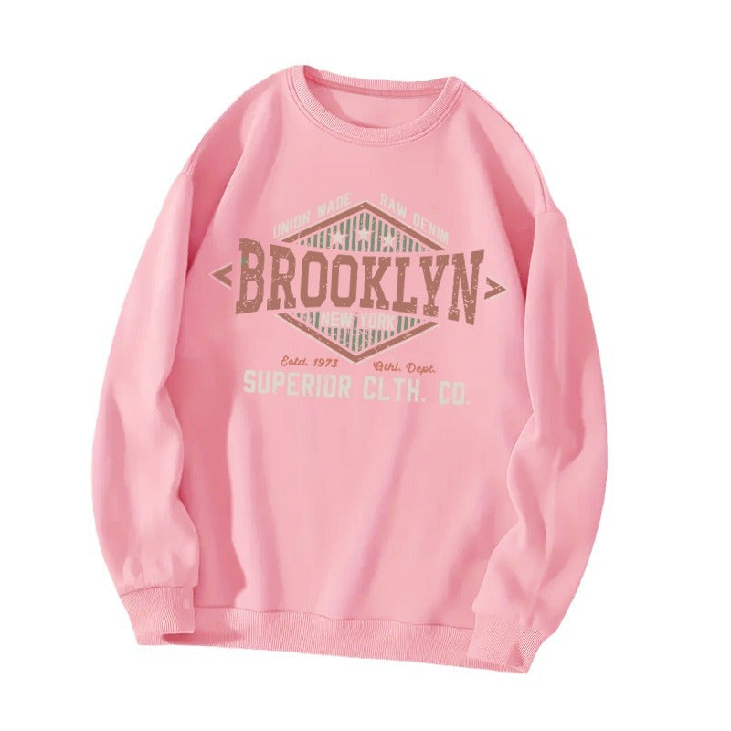 Back collar with velvet sweatshirt round neck letter print