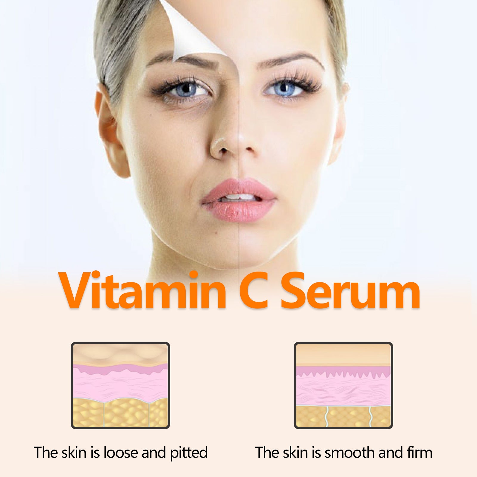 Vitamin C Face Serum, Lighten Fine Lines And Tighten Facial Skin Anti-Aging Serum