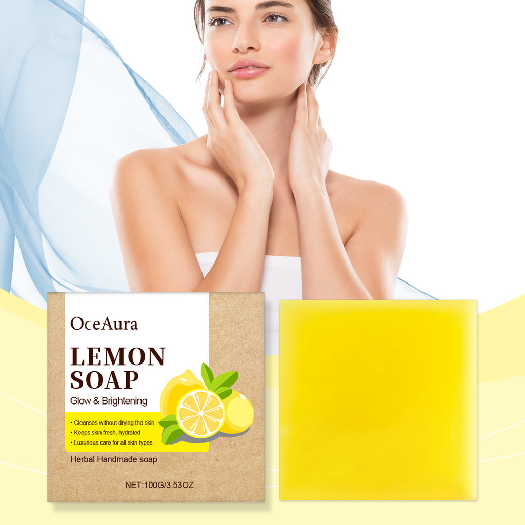 OceAura Lemon Herbal Vitamin C Soap Cleanser Body Skin Bath Mild Clean Refreshing Oil Control Skincare Soap