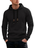 Long sleeved hooded sweatshirt with drawstring for men