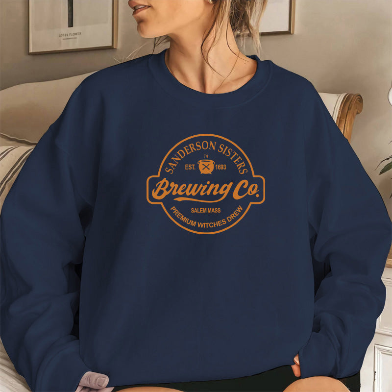 Back collar with velvet sweatshirt round neck letter print